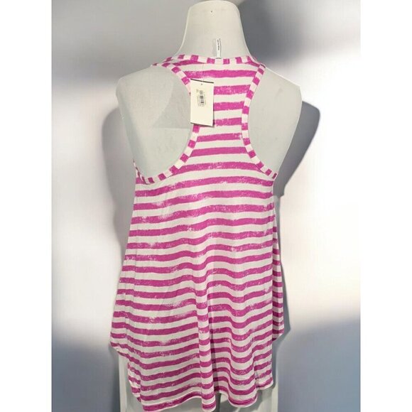 Splendid Womens Striped Racerback Tank Top Scoop Neckline Pink White NEW Medium - Picture 6 of 9